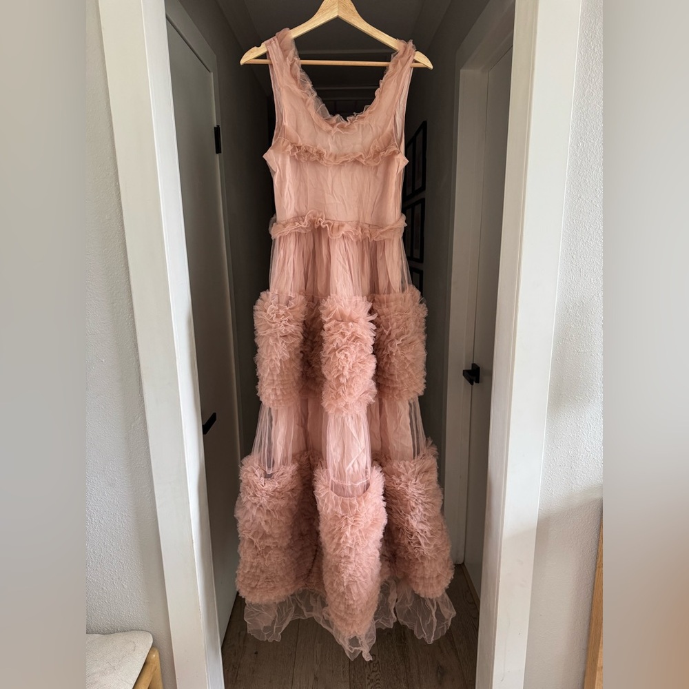 Sister Jane Montana Pink Tulle Ruffled Sleeveless Midi Dress Sz 8 MSRP $259 NWT - Picture 7 of 12